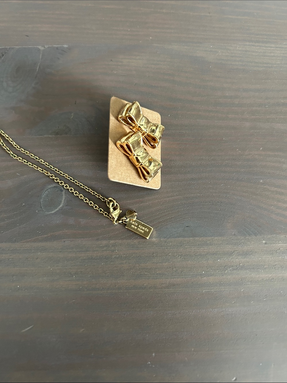 Kate Spade Gold Bow Earrings and Necklace Set - Picture 2 of 4